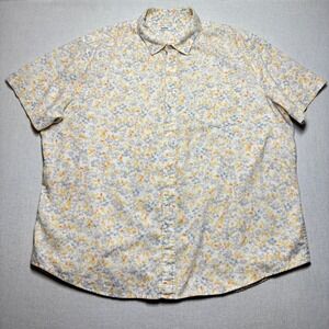 Sonoma Linen Blend Floral Print Button Up Shirt Womens Size XXL